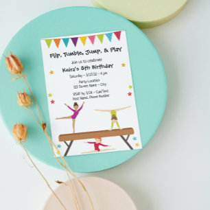 Gymnastics Birthday Invitation Kaart