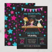 Gymnastics Birthday Invitation Kaart (Voorkant / Achterkant)