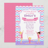 Gymnastics Birthday Invitations Kaart (Voorkant / Achterkant)