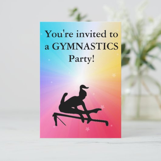 Gymnastics Birthday Party Invitation (Staand voorkant)