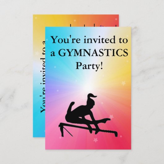 Gymnastics Birthday Party Invitation (Voorkant / Achterkant)