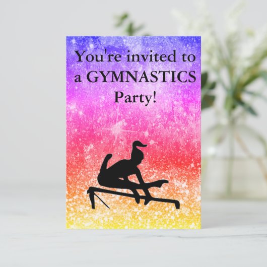 Gymnastics Birthday Party Invitation (Staand voorkant)