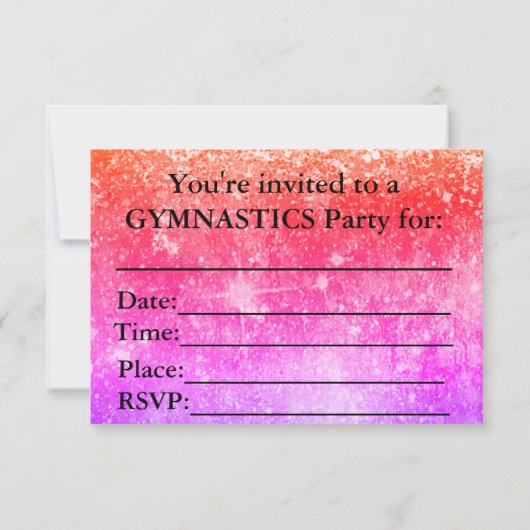 Gymnastics Birthday Party Invitation (Achterkant)