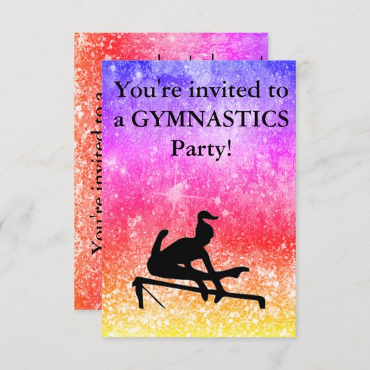 Gymnastics Birthday Party Invitation (Voorkant / Achterkant)