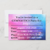 Gymnastics Birthday Party Invitation (Achterkant)