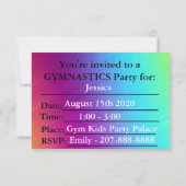 Gymnastics Birthday Party Invitation (Achterkant)