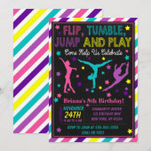 Gymnastics Birthday Party Invitation for a Girl Kaart (Voorkant / Achterkant)