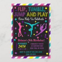 Gymnastics Birthday Party Invitation for a Girl