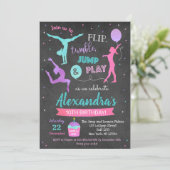 Gymnastics Birthday Party Invitation for Girl Kaart (Staand voorkant)