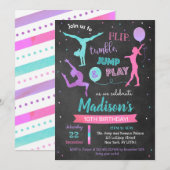 Gymnastics Birthday Party Invitation for Girl Kaart (Voorkant / Achterkant)