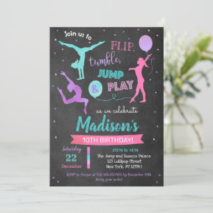 Gymnastics Birthday Party Invitation for Girl Kaart