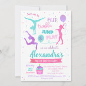 Gymnastics Birthday Party Invitation for Girl Kaart (Voorkant)