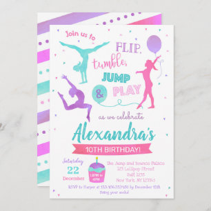 Gymnastics Birthday Party Invitation for Girl Kaart