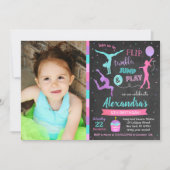 Gymnastics Birthday Party Invitation for Girl Kaart (Voorkant)
