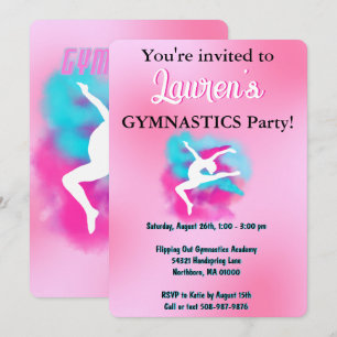 Gymnastics Birthday Party Invitation for Girl Kaart