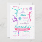 Gymnastics Birthday Party Invitation for Girl Kaart (Voorkant)