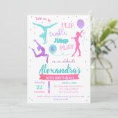 Gymnastics Birthday Party Invitation for Girl Kaart (Staand voorkant)