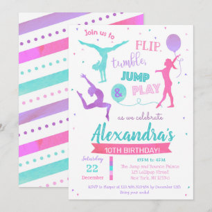 Gymnastics Birthday Party Invitation for Girl Kaart