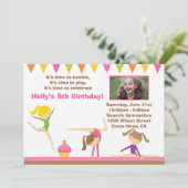 Gymnastics Birthday Party Invitation Kaart (Staand voorkant)