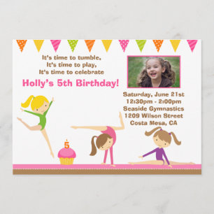 Gymnastics Birthday Party Invitation Kaart