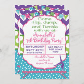 Gymnastics Birthday Party Invitation Kaart (Voorkant / Achterkant)