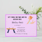 Gymnastics Birthday Party Invitation Kaart (Staand voorkant)