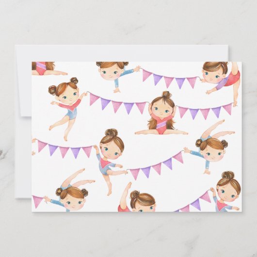 Gymnastics Birthday Party Invitation Kaart (Achterkant)