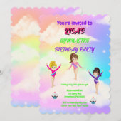 GYMNASTICS Birthday Party Invitation Kaart (Voorkant / Achterkant)