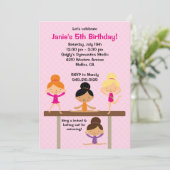Gymnastics Birthday Party Invitation Kaart (Staand voorkant)