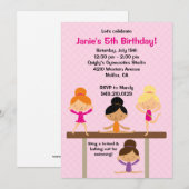 Gymnastics Birthday Party Invitation Kaart (Voorkant / Achterkant)