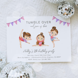 Gymnastics Birthday Party Invitation Kaart
