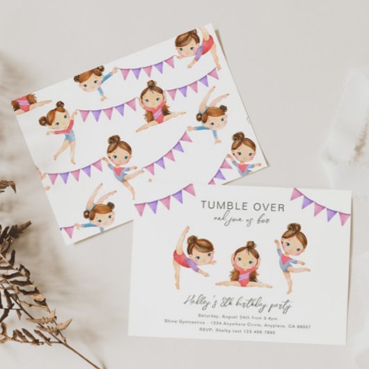Gymnastics Birthday Party Invitation Kaart