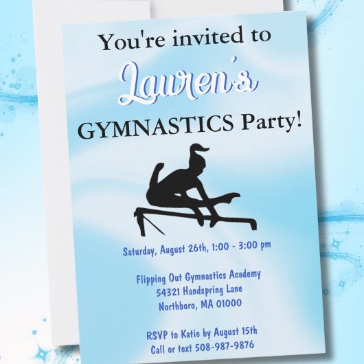 Gymnastics Birthday Party Invitation Kaart