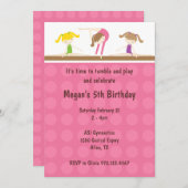 Gymnastics Birthday Party Invitation Kaart (Voorkant / Achterkant)
