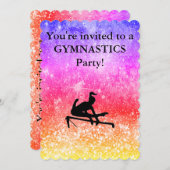 Gymnastics Birthday Party Invitation Kaart (Voorkant / Achterkant)