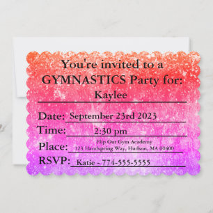 Gymnastics Birthday Party Invitation Kaart