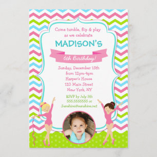 Gymnastics Birthday Party Invitations Kaart