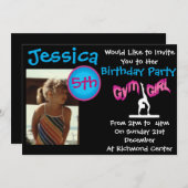 Gymnastics Birthday Party Invitations Kaart (Voorkant / Achterkant)