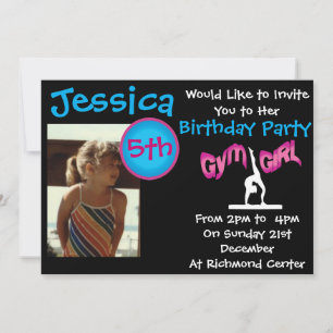Gymnastics Birthday Party Invitations Kaart