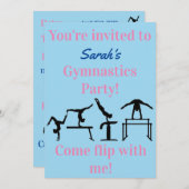 Gymnastics Birthday Party Persoonlijke uitnodiging (Voorkant / Achterkant)