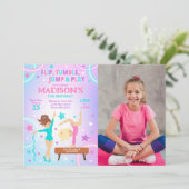 Gymnastics Birthday Photo Invitation  Kaart (Staand voorkant)