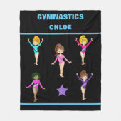GYMNASTICS BLANKET MET 5 GYMNASTS PERSONALISEERD FLEECE DEKEN (Voorkant)
