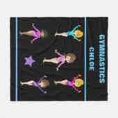 GYMNASTICS BLANKET MET 5 GYMNASTS PERSONALISEERD FLEECE DEKEN (Voorkant (Horizontaal))