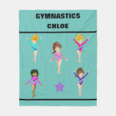 GYMNASTICS BLANKET MET 5 GYMNASTS PERSONALISEERD FLEECE DEKEN (Voorkant)