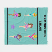 GYMNASTICS BLANKET MET 5 GYMNASTS PERSONALISEERD FLEECE DEKEN (Voorkant (Horizontaal))