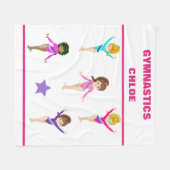 GYMNASTICS BLANKET MET 5 GYMNASTS PERSONALISEERD FLEECE DEKEN (Voorkant (Horizontaal))