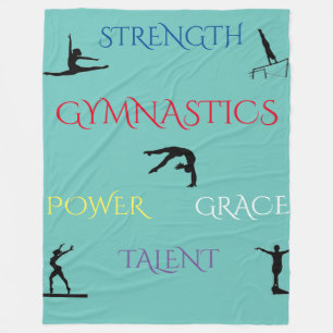 GYMNASTICS blauwgroen grote vlootsdeken. Fleece Deken