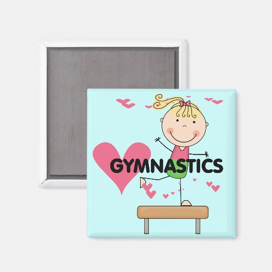 GYMNASTICS - Blond Girl Balance Bam Tshirts Magneet (Voorkant / Achterkant)
