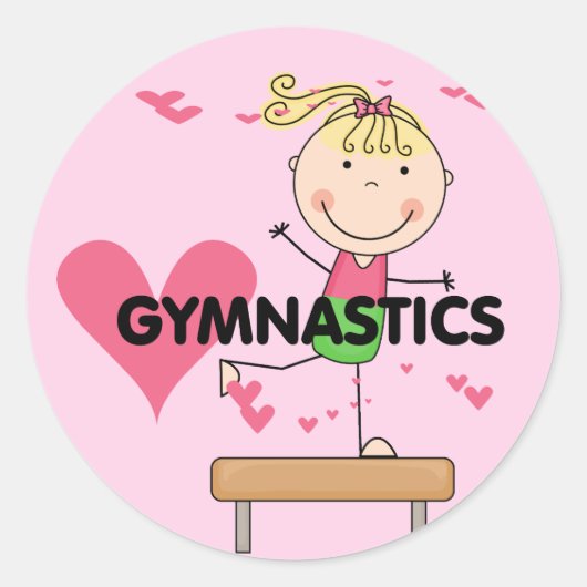 GYMNASTICS - Blond Girl Balance Bam Tshirts Ronde Sticker (Voorkant)