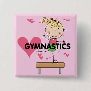 GYMNASTICS - Blond Girl Balance Bam Tshirts Vierkante Button 5,1 Cm